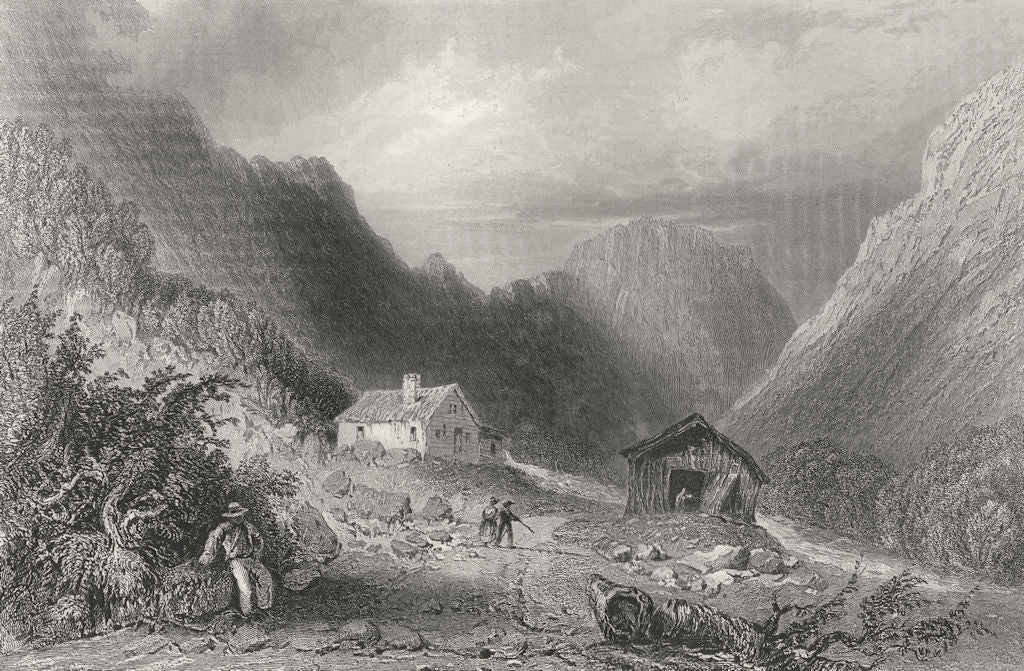 The Willey House, New Hampshire. WH BARTLETT 1840 old antique print picture